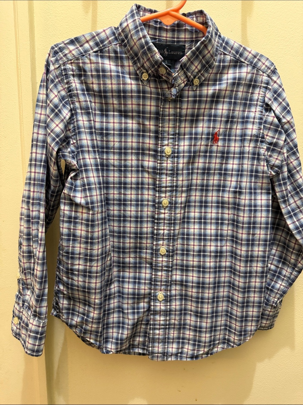 Ralph Lauren Blue, White and Red Plaid Button-Down Shirt